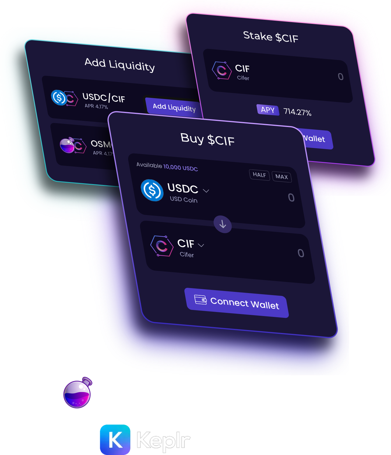 Manage $CIF - Swap, Stake, Add Liquidity on Osmosis, ReStake via Keplr and Ledger